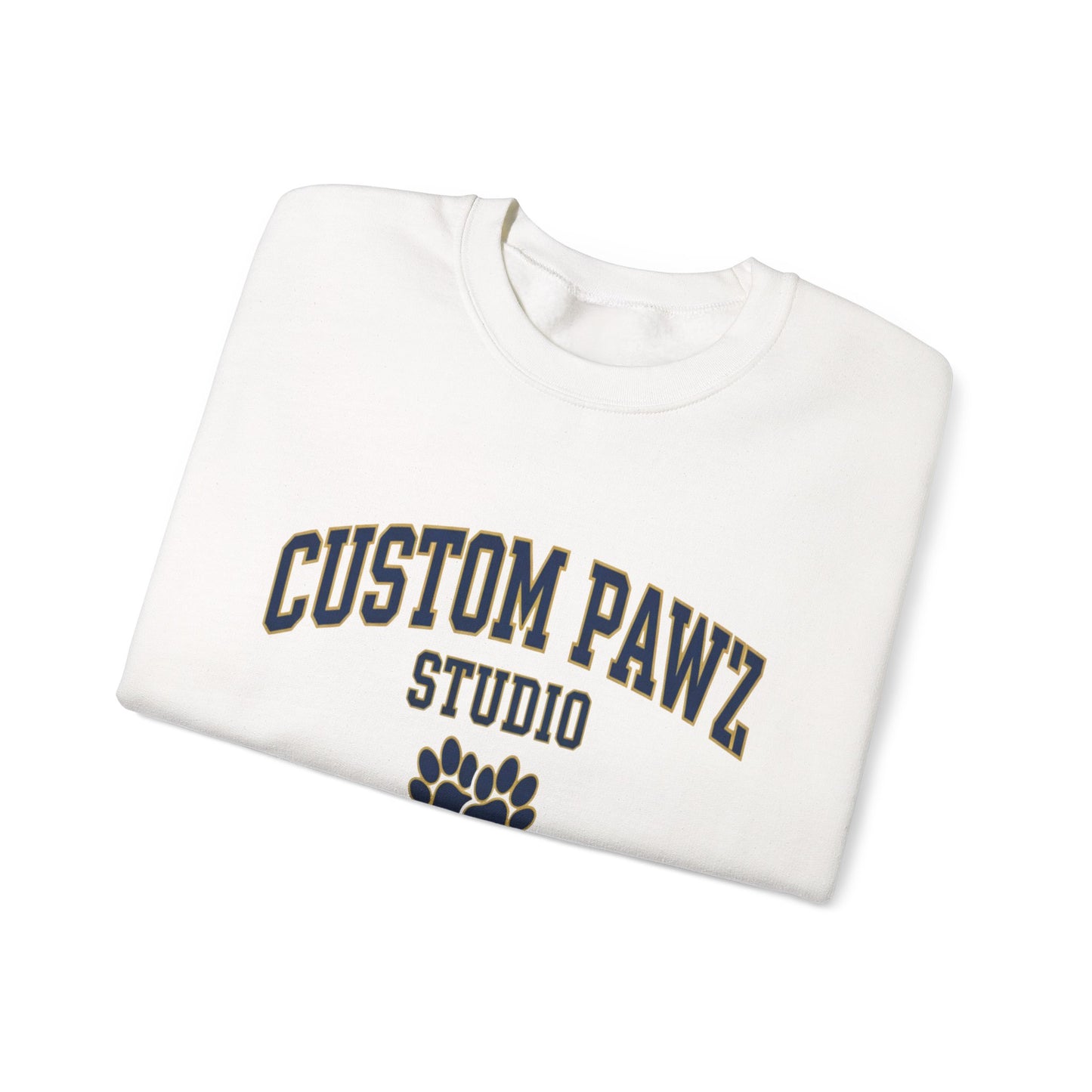 Crewneck Sweatshirt - "Custom Pawz Studio" Graphic with Paw Print