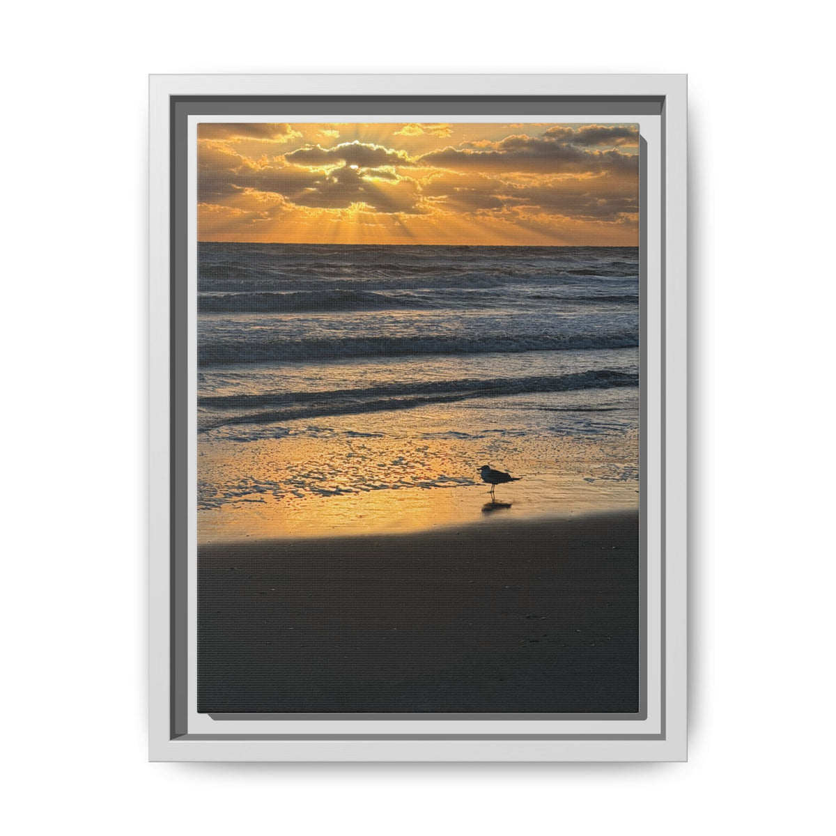 Framed Beach Sunrise Canvas Print