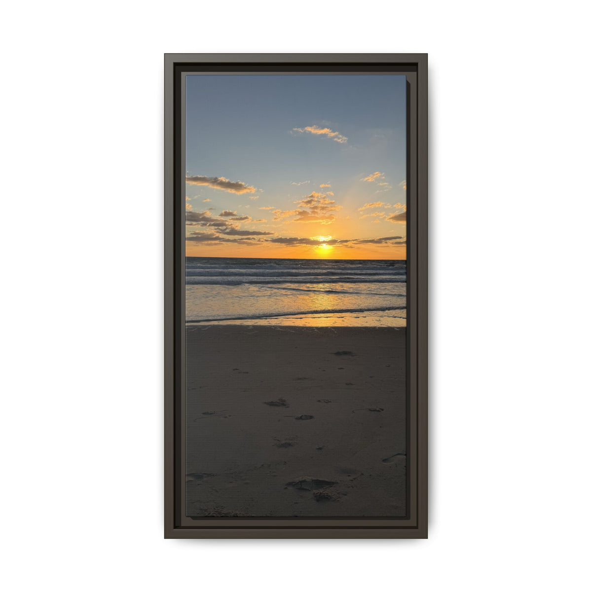 Framed Matte Canvas Sunrise  Beach Wall Art - Ocean Sunrise Photography