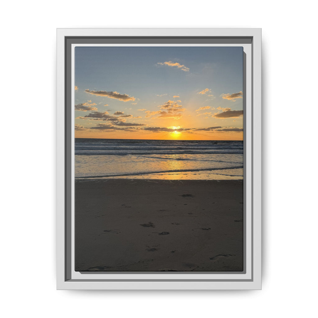 Framed Matte Canvas Sunrise  Beach Wall Art - Ocean Sunrise Photography