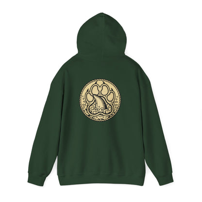 Wolf Paw Hoodie — Rustic Norse-Inspired Animal Print Sweatshirt