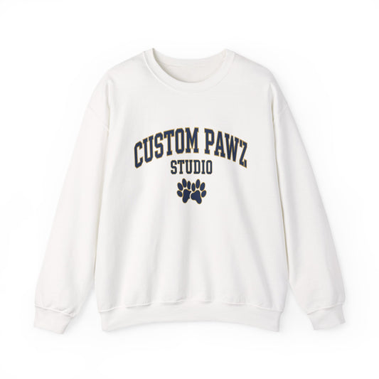 Crewneck Sweatshirt - "Custom Pawz Studio" Graphic with Paw Print