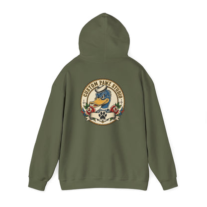 Duck Crest Hoodie – Vintage Tattoo-Style Duck Logo Sweatshirt