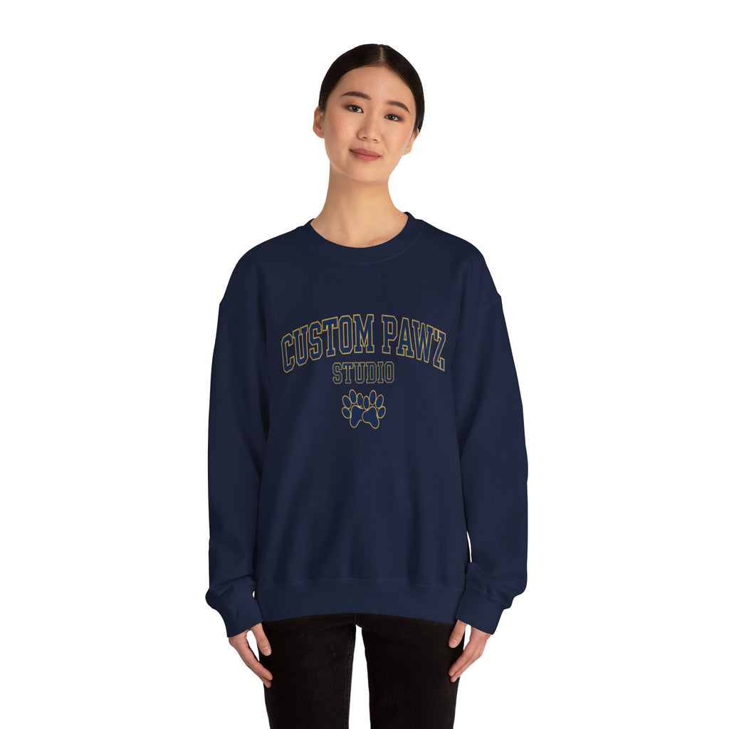 Crewneck Sweatshirt - "Custom Pawz Studio" Graphic with Paw Print