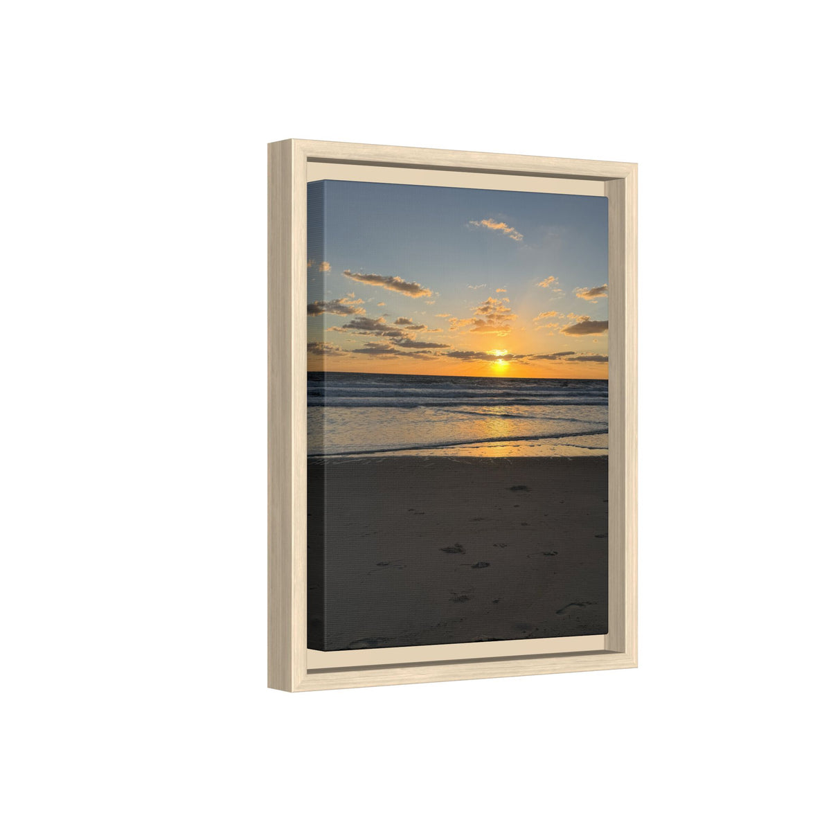 Framed Matte Canvas Sunrise  Beach Wall Art - Ocean Sunrise Photography