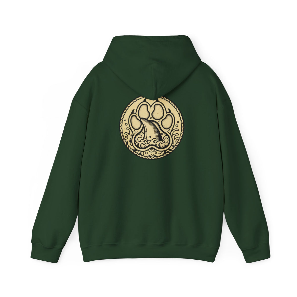 Wolf Paw Hoodie — Rustic Norse-Inspired Animal Print Sweatshirt