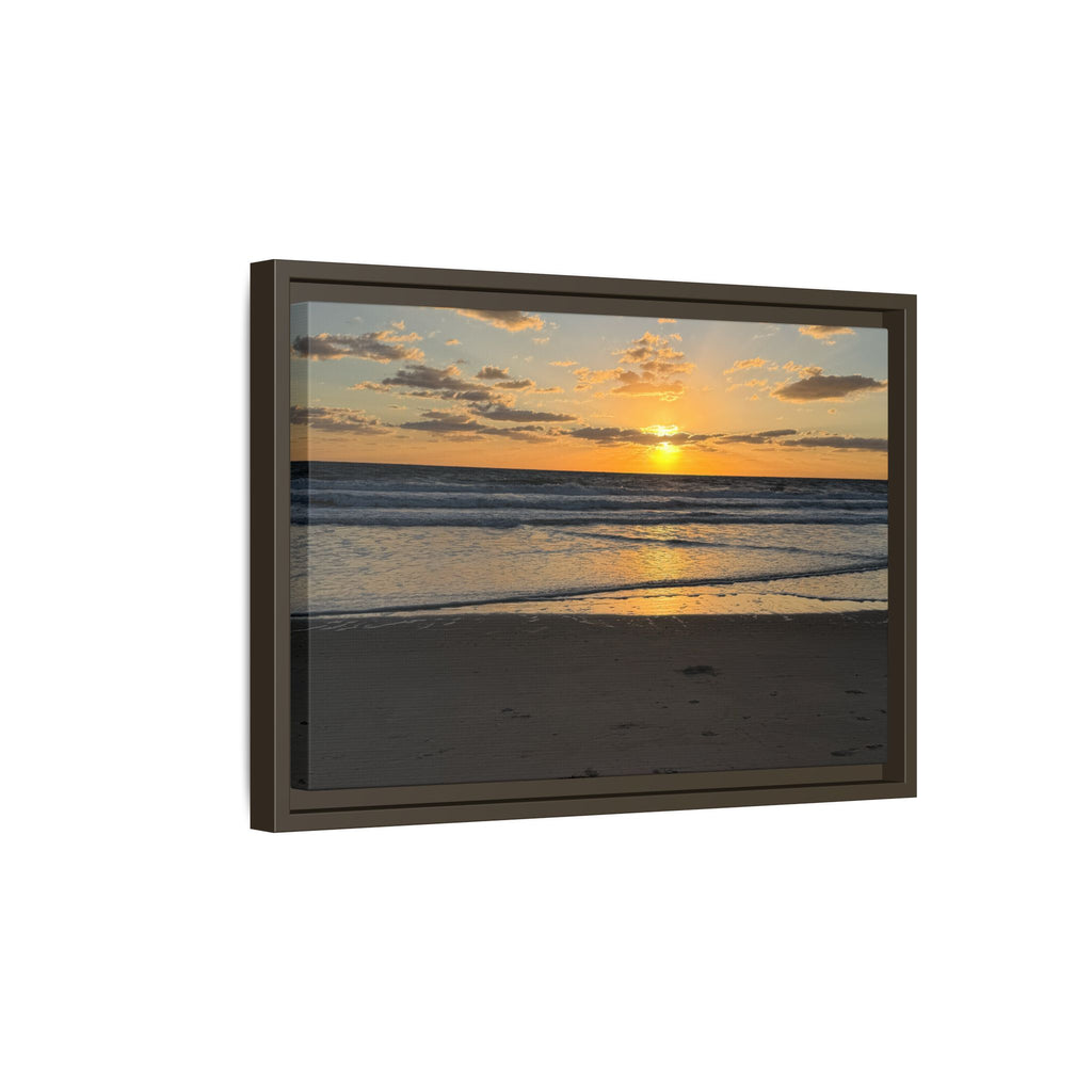 Framed Matte Canvas Sunrise  Beach Wall Art - Ocean Sunrise Photography