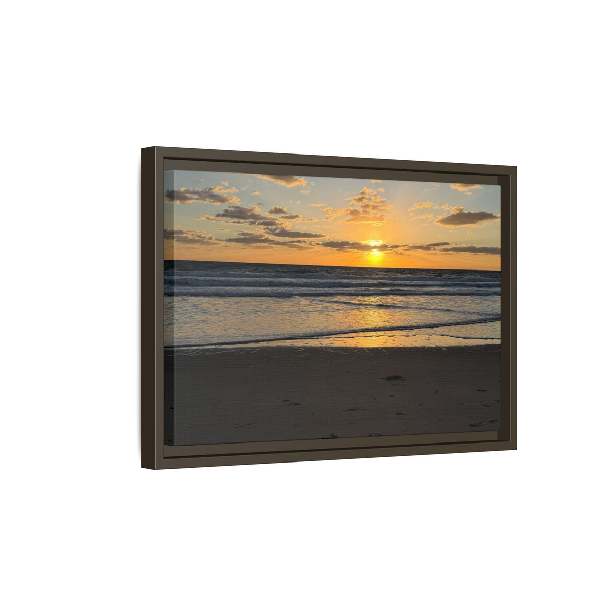 Framed Matte Canvas Sunrise  Beach Wall Art - Ocean Sunrise Photography