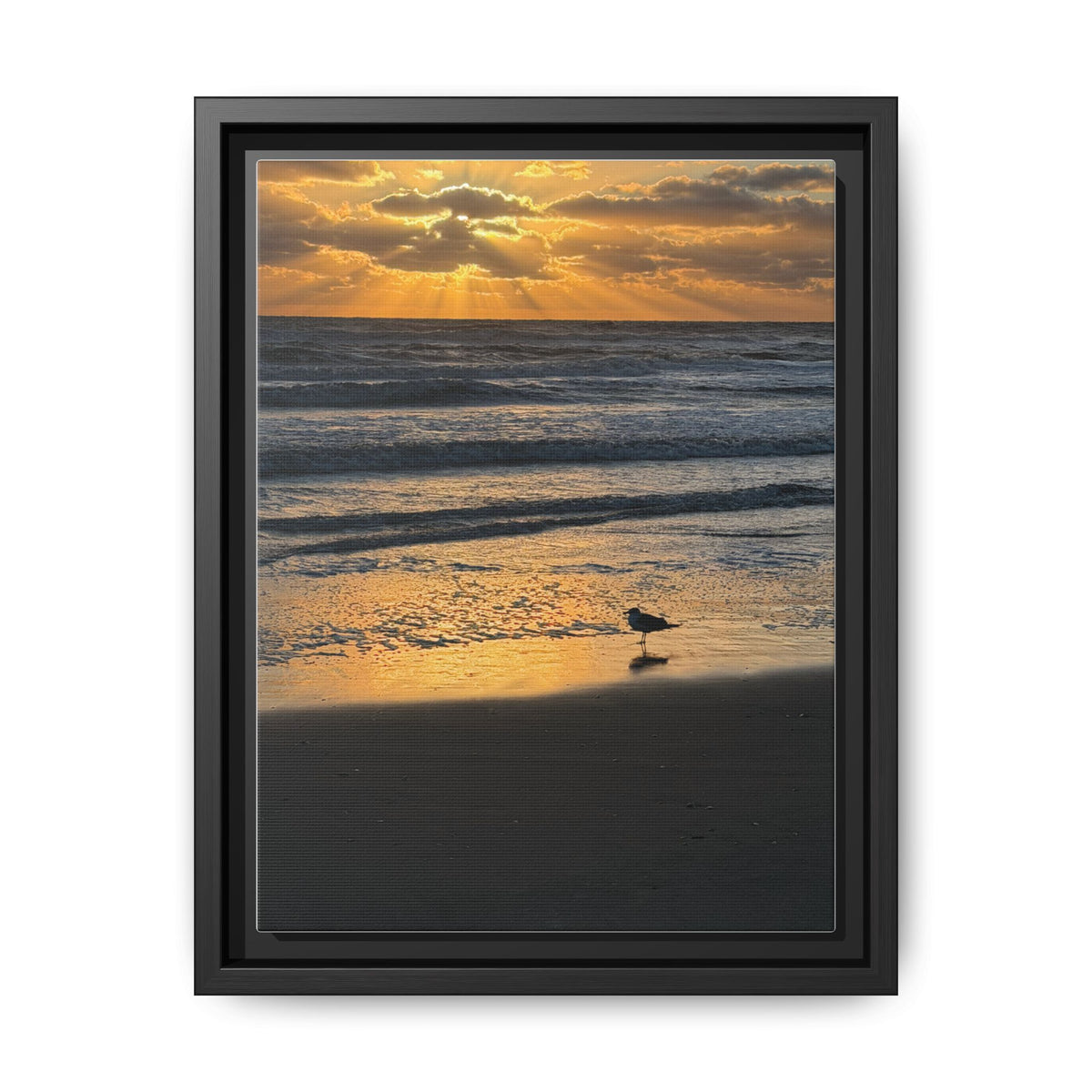 Framed Beach Sunrise Canvas Print