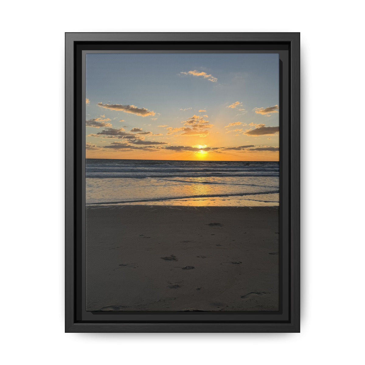 Framed Matte Canvas Sunrise  Beach Wall Art - Ocean Sunrise Photography