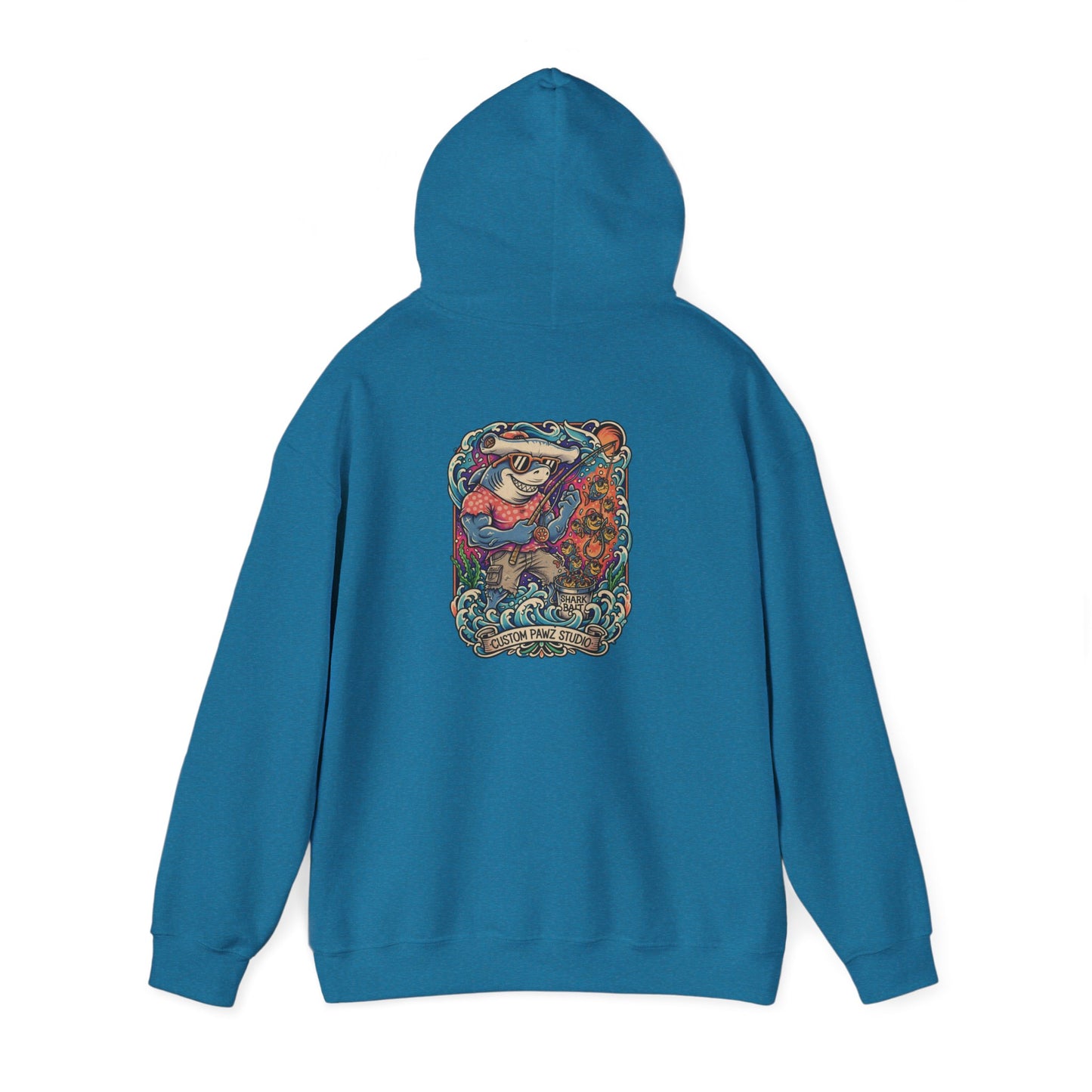 Hoodie - Vibrant Nautical Mermaid Backprint Hoodie with Tiny Paw Chest Logo