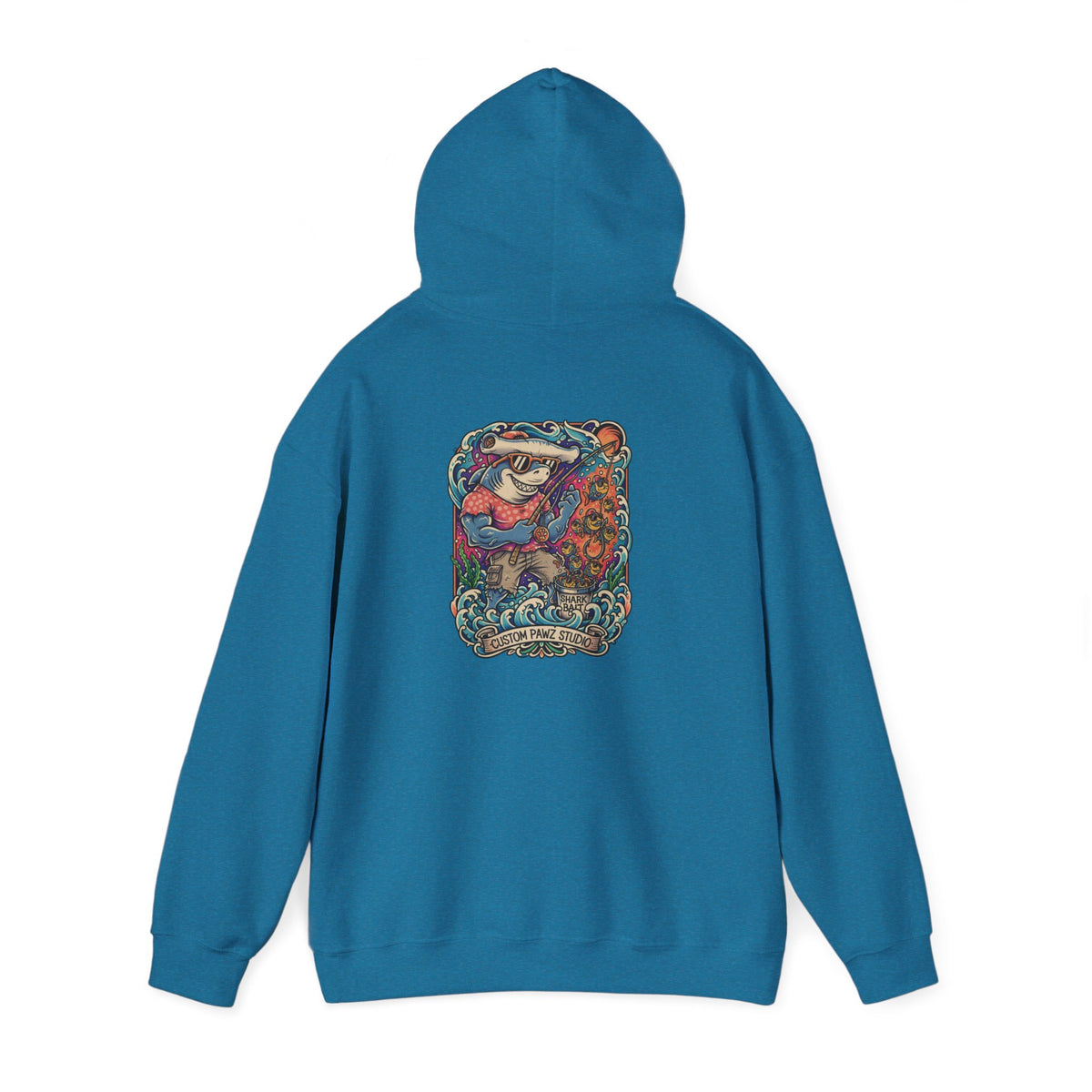 Hoodie - Vibrant Nautical Mermaid Backprint Hoodie with Tiny Paw Chest Logo