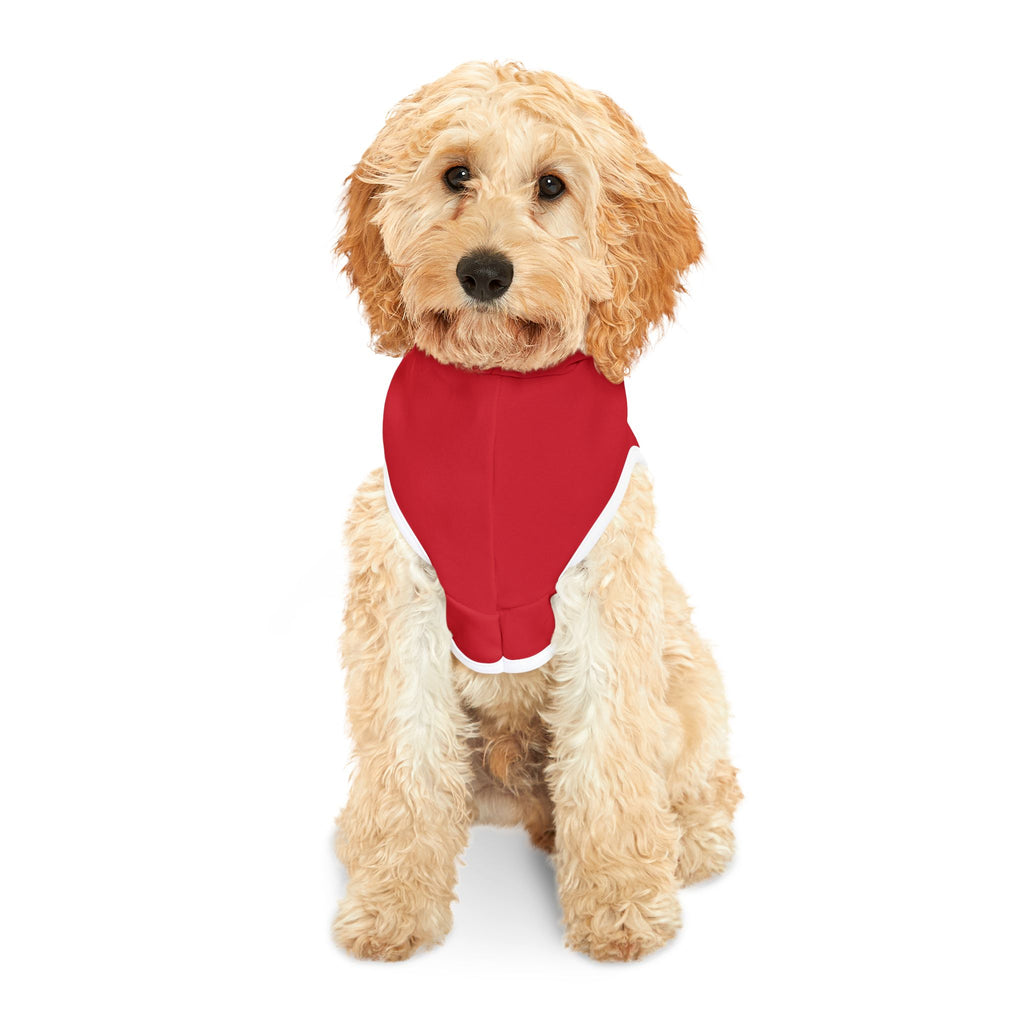 Pet Hoodie — Red Paw Print Hoodie with 'Custom Pawz Studio' Nautical Moon Design