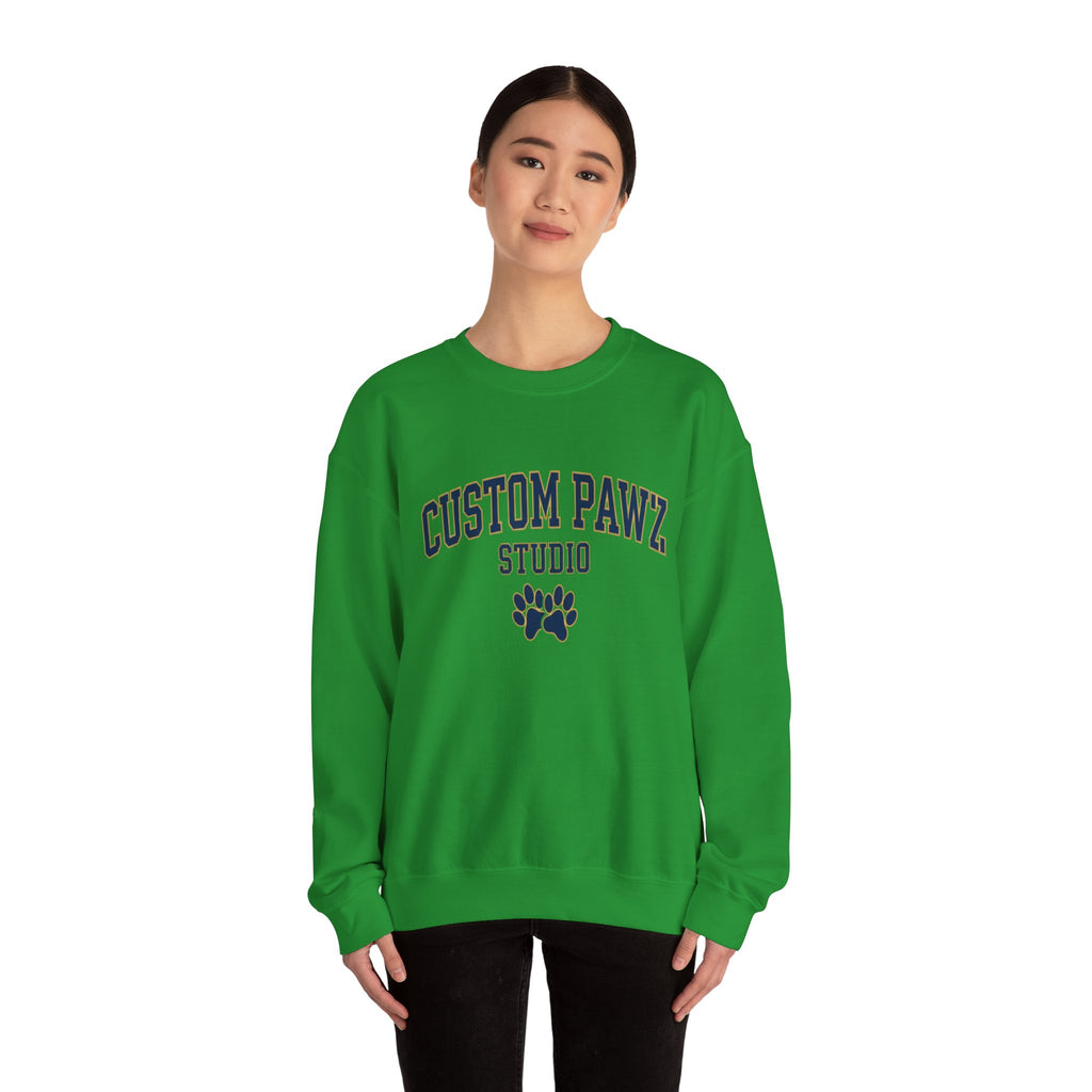 Crewneck Sweatshirt - "Custom Pawz Studio" Graphic with Paw Print