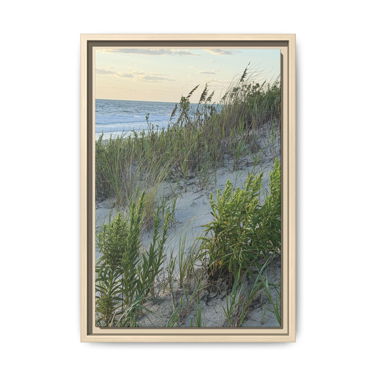 Framed Beach Dune Matte Canvas Print — Coastal Wall Art