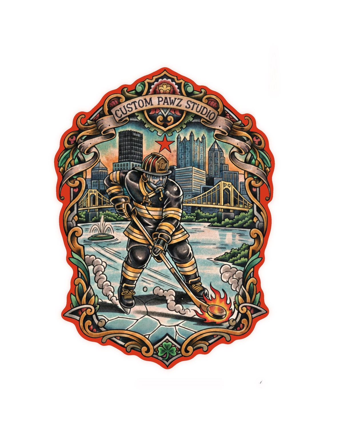 Fire and ice sticker