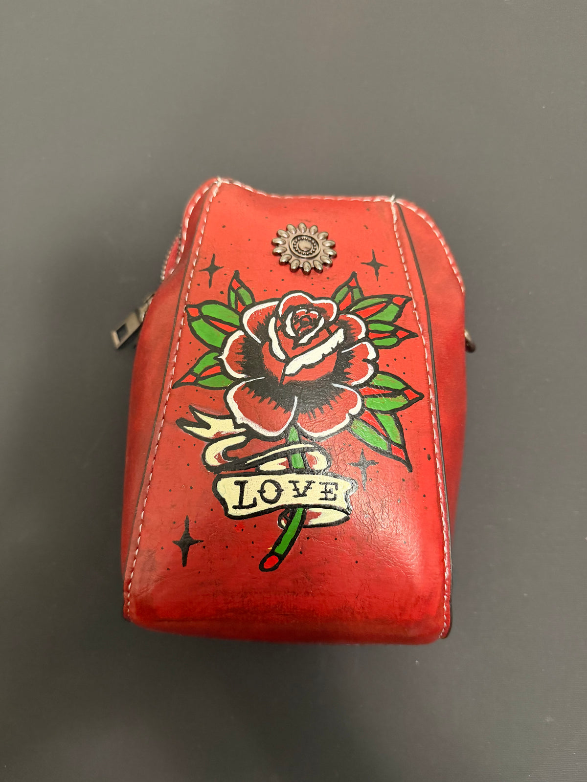 Custom rose  painted bag